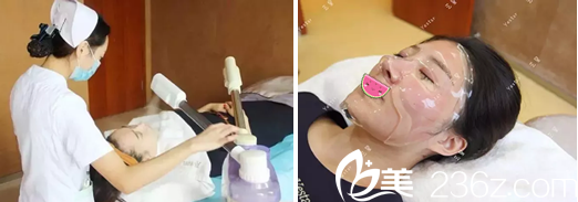 激光祛斑第三步：冷雾喷面后敷医用面膜