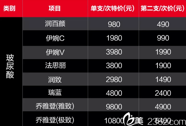 桂林华美玻尿酸特价