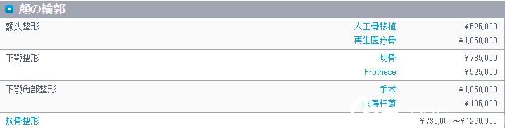轮廓整形价位表 轮廓整形价位表