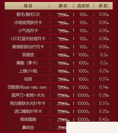 赣州韩美10周年庆优惠项目