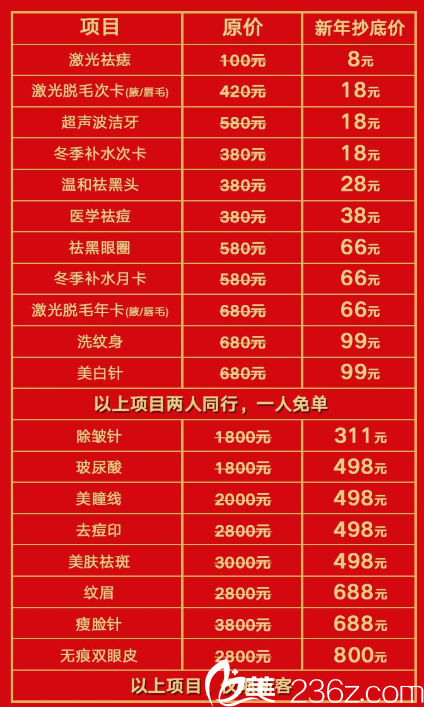 汕头华美2019优惠整形价格表清单