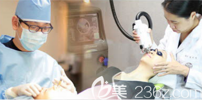 洪宗郁院长及韩国santa洪整形外科医生面部面年化治疗中