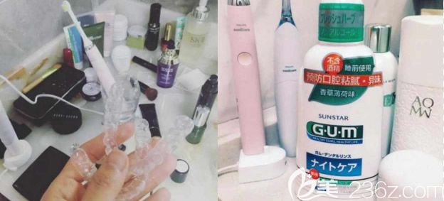 做牙齿矫正所用到的电动牙刷和漱口水等装备