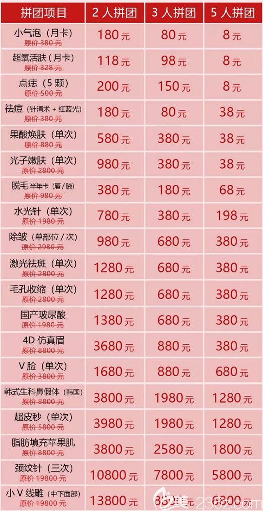 7月团购活动价格表