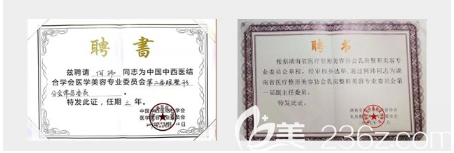 湖南省第二人民医院整形美容科何玮医生荣誉证书