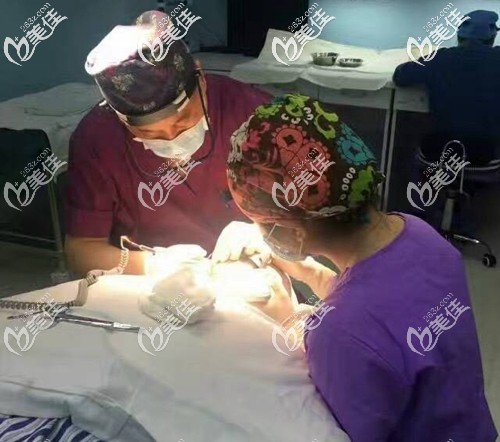 术前麻醉,开始提取后枕部毛囊 术前麻醉,开始提取后枕部毛囊