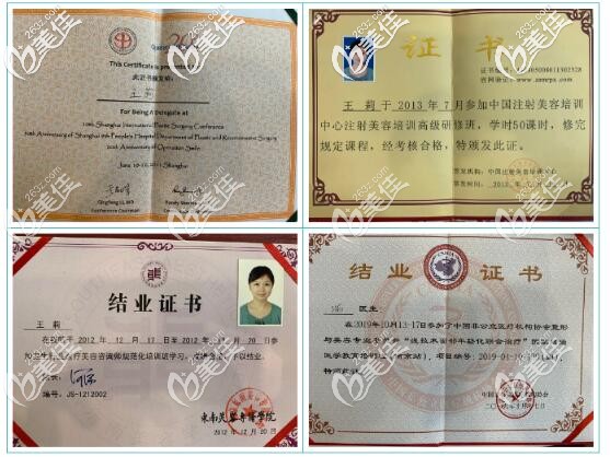 王莉医生获得的荣誉资质 王莉医生获得的荣誉资质