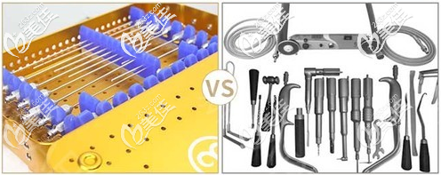 不开刀去下颌角和传统截骨瘦脸术中使用器械对比展示