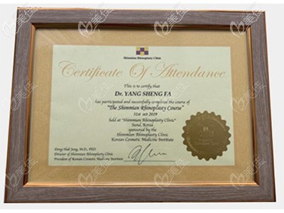 杨胜发医生获得的认证证书 杨胜发医生获得的认证证书