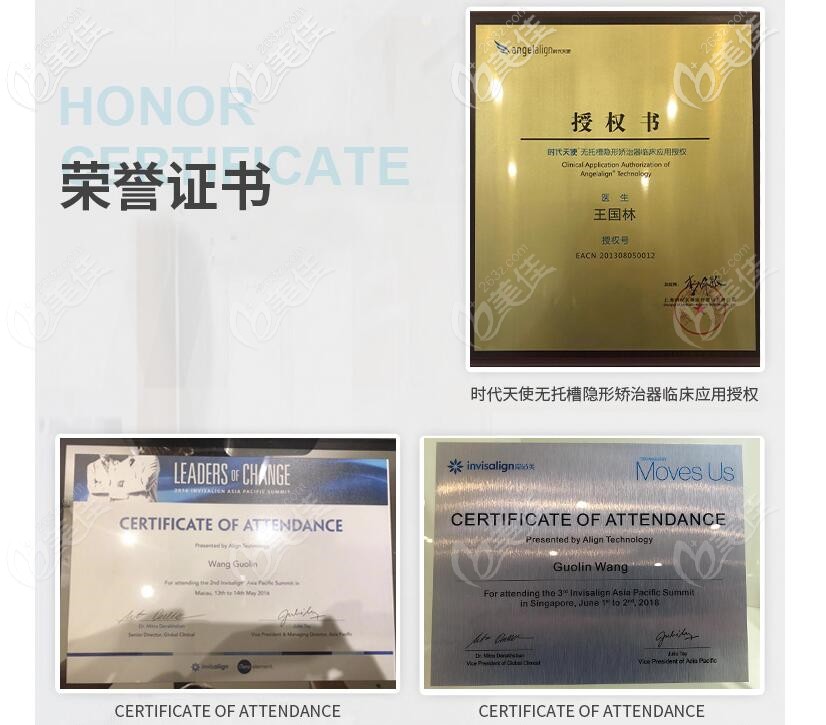 王国林医生的荣誉证书