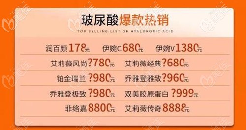 活动期间的玻尿酸价格