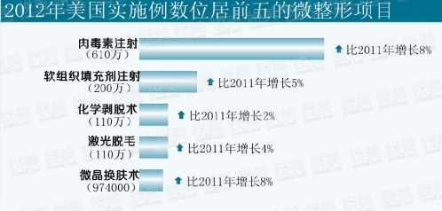 美国2012年实施例数位居前五的微整形